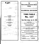D&RGW Alamosa Division Timetable No. 117