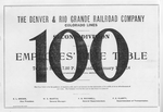 D&RG Colorado Lines Second Division Timetable No 100