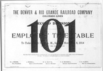 D&RG Colorado Lines Second Division Timetable No 101