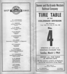 D&RGW Colorado Division Employee Timetable 4