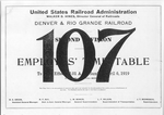 USRA/D&RG Colorado Lines Second Division Timetable No 107