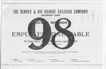 D&RG Colorado Lines Second Division Timetable No 98