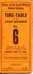 D&RGW Utah Division Timetable No. 6