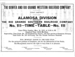 D&RGW Alamosa Division Timetable No. 111