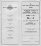 D&RGW Pueblo Division Timetable No. 14