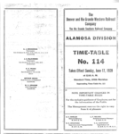 D&RGW Alamosa Division Timetable No. 114