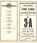 D&RGW Colorado Division Timetable No. 3-A