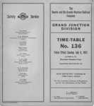 D&RGW Grand Junction Division Timetable No. 136