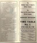ATSF / D&RGW Denver Division Timetable No. 1