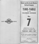 D&RGW Colorado Division Employee Timetable 7