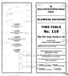 D&RGW Alamosa Division Timetable No. 119