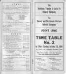 AT&SF/D&RGW Joint Line Timetable No. 2