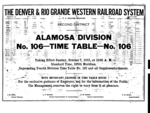 D&RGW Alamosa Division Timetable No. 106