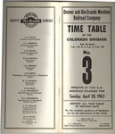 D&RGW Colorado Division Timetable No. 3