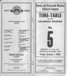 D&RGW Colorado Division Employee Timetable 5
