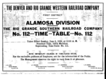 D&RGW Alamosa Division Timetable No. 112