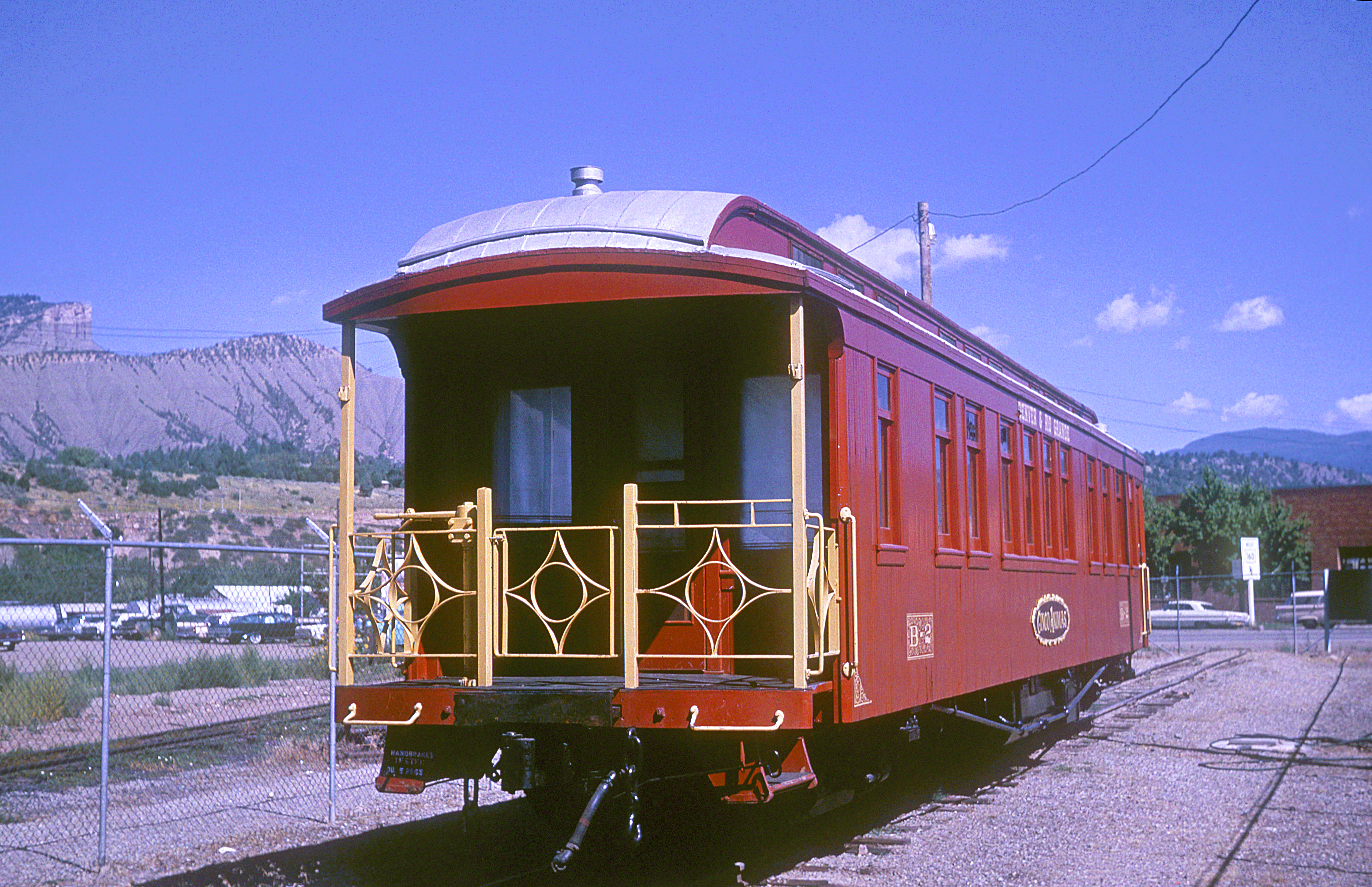 D&RGW car B2, "Cinco Animas", Durango, Colorado, August 24, 1965, photo by Chuck Zeiler